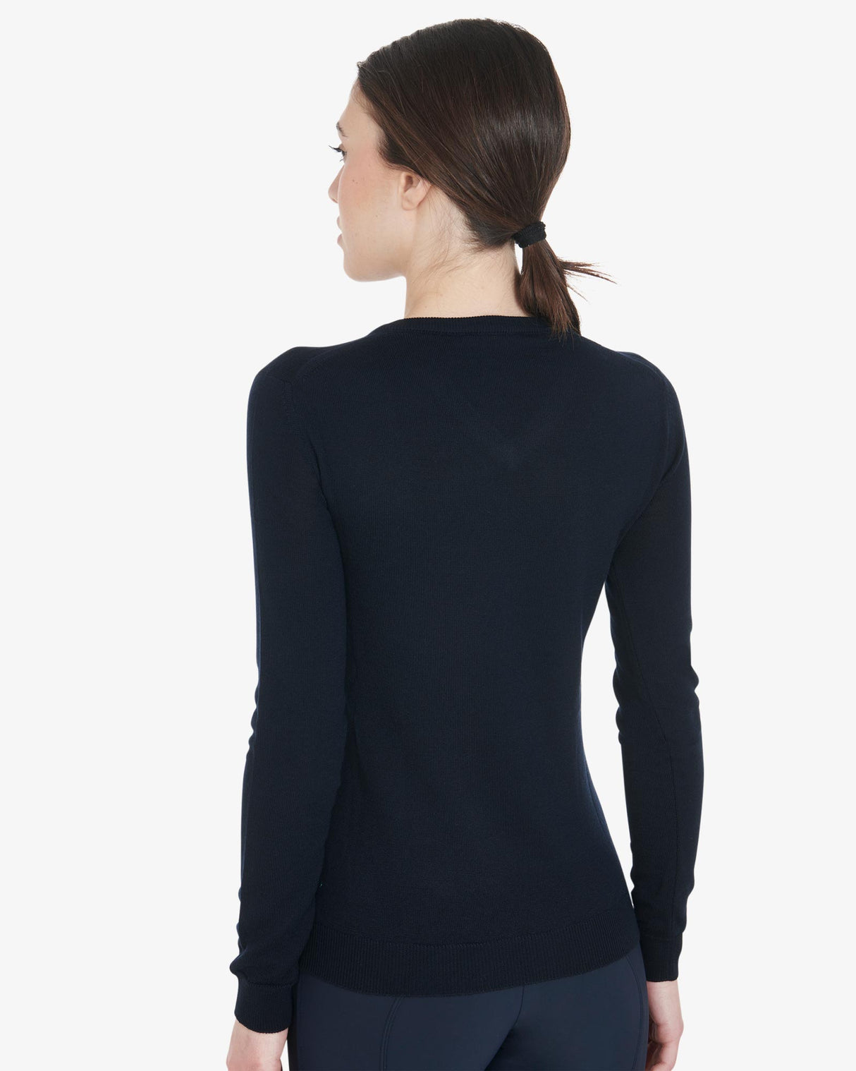 Equestro Women's Alesund Wool V-Neck Sweater #colour_navy