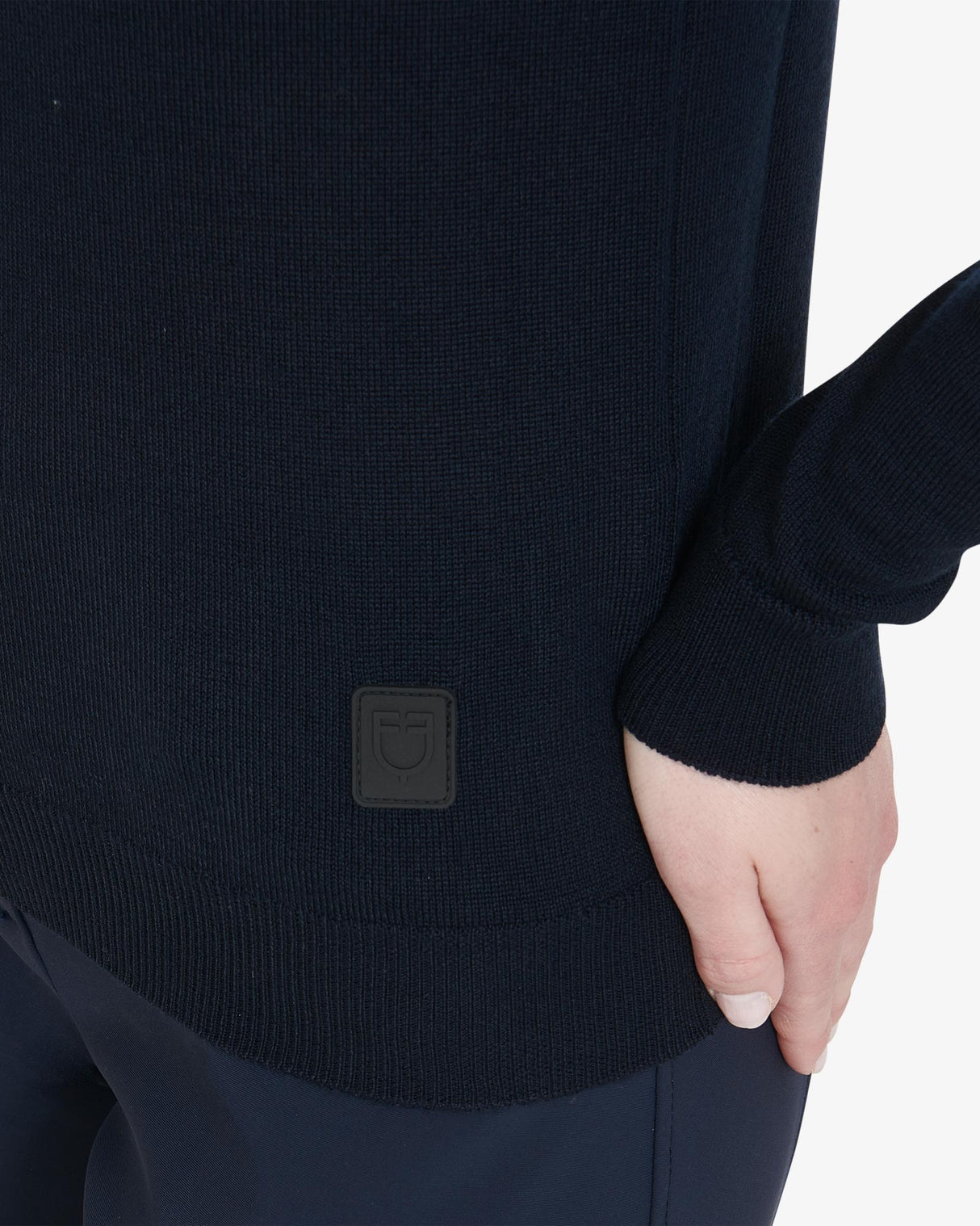 Equestro Women's Alesund Wool V-Neck Sweater #colour_navy