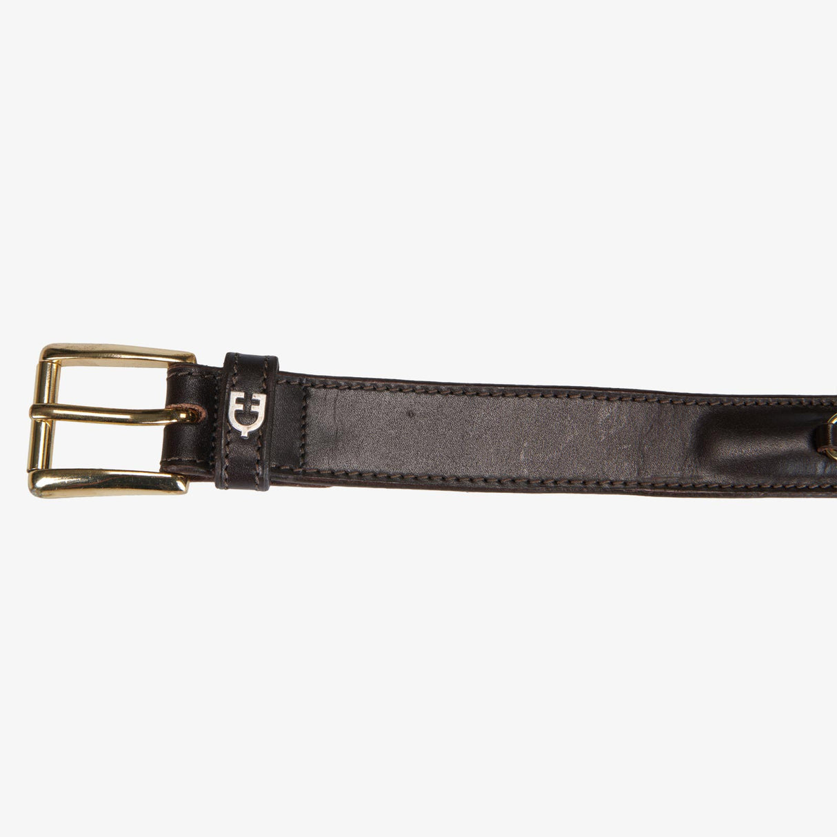 Equestro Leather Belt With Snaffle Bits #colour_brown-gold