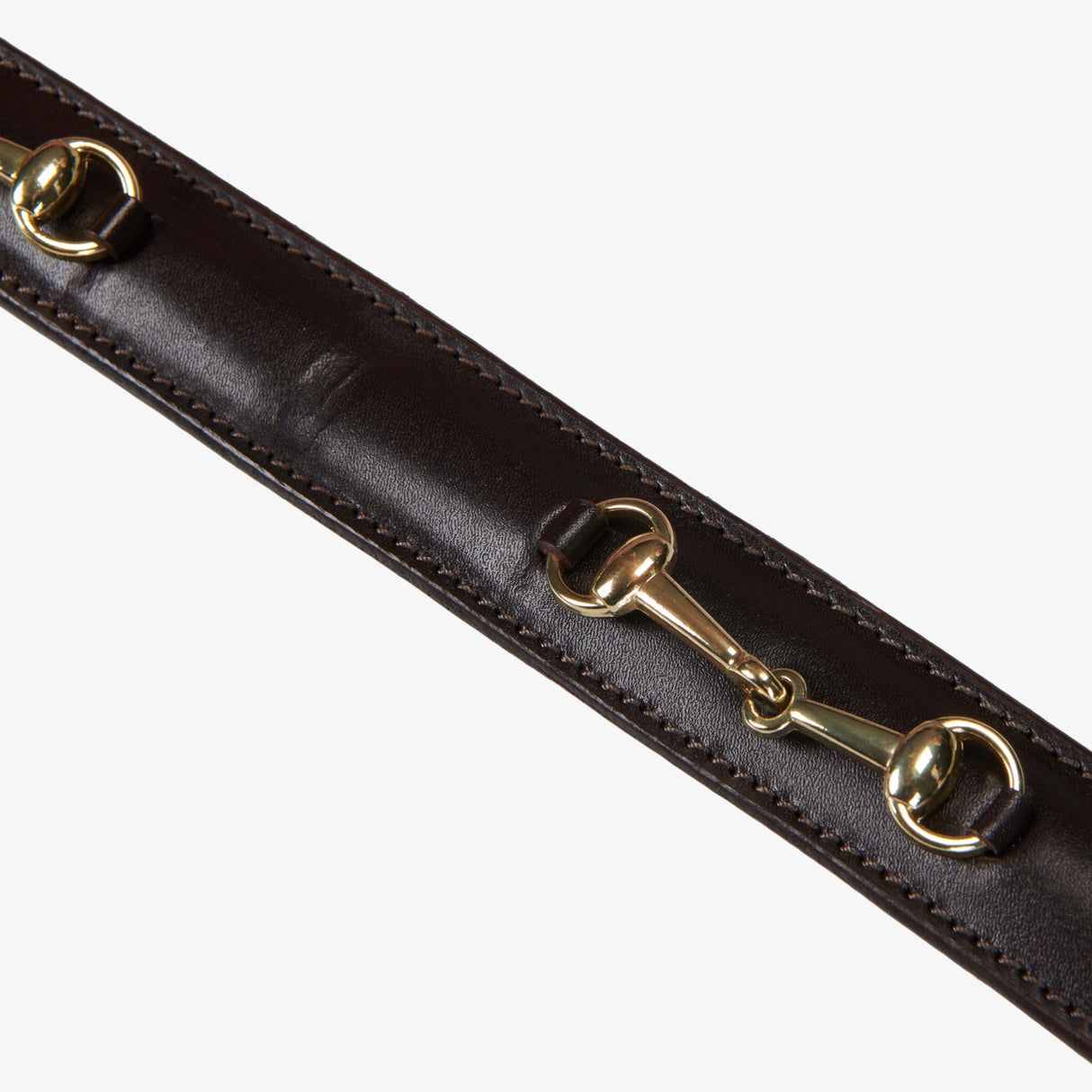 Equestro Leather Belt With Snaffle Bits #colour_brown-gold
