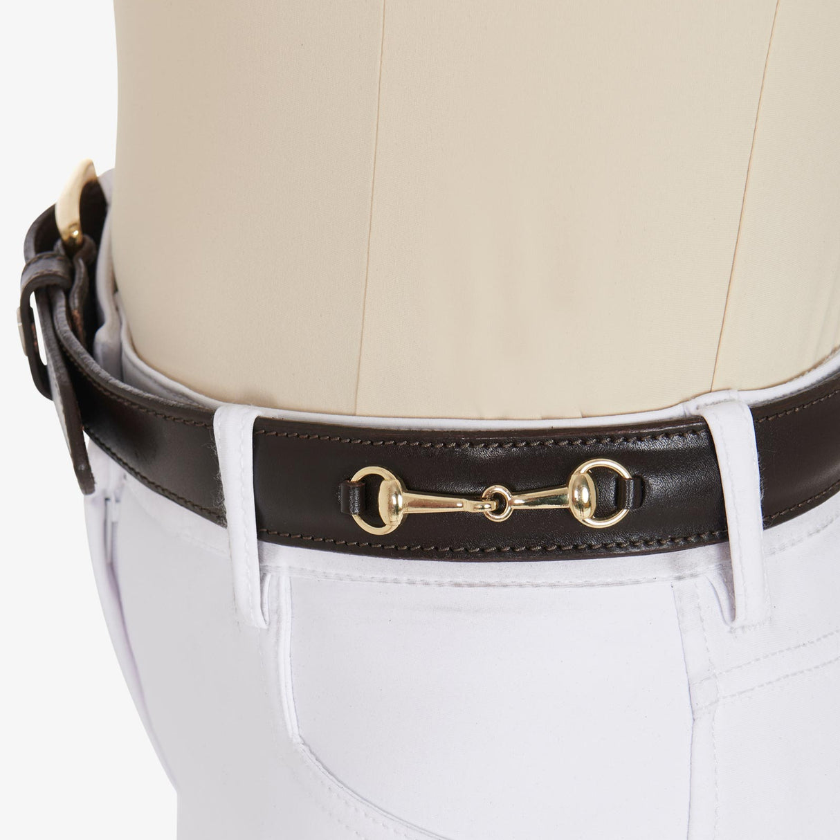 Equestro Leather Belt With Snaffle Bits #colour_brown-gold