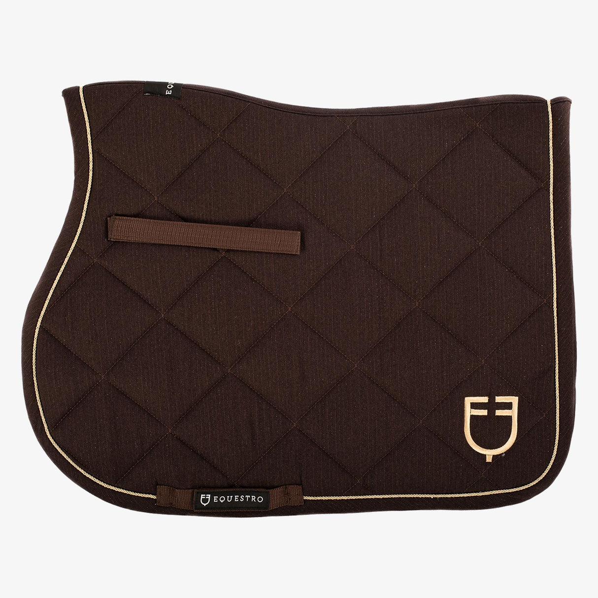 Equestro Pony Jumping Saddle Pad In Cotton With Logo #colour_brown