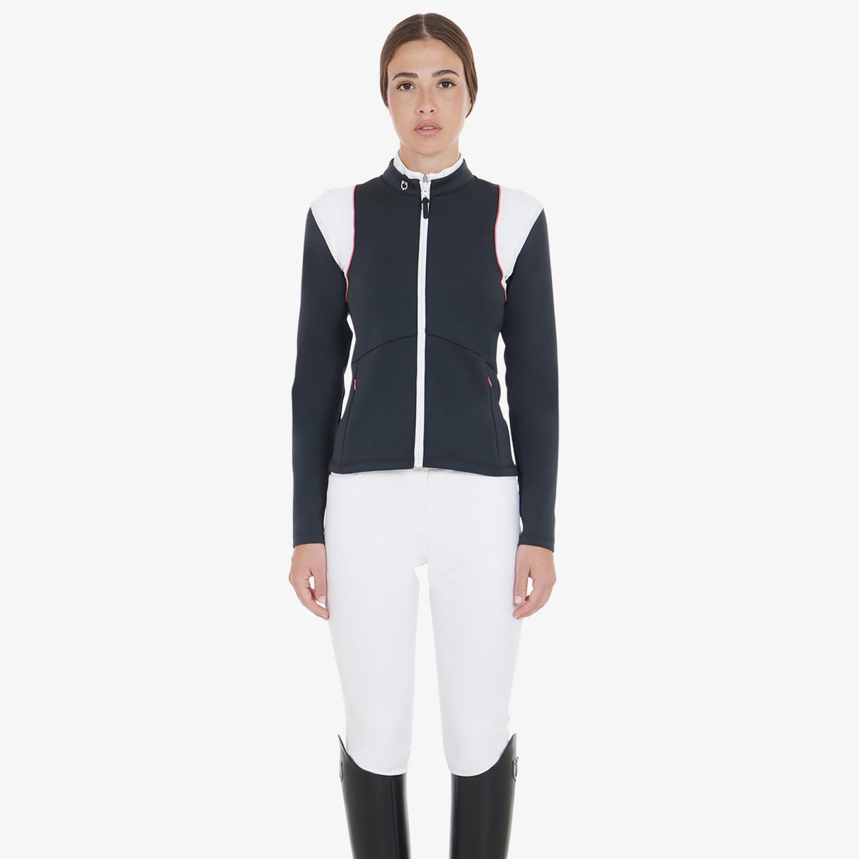 Equestro Women's Technical Sweatshirt with Perforated Inserts #colour_blue