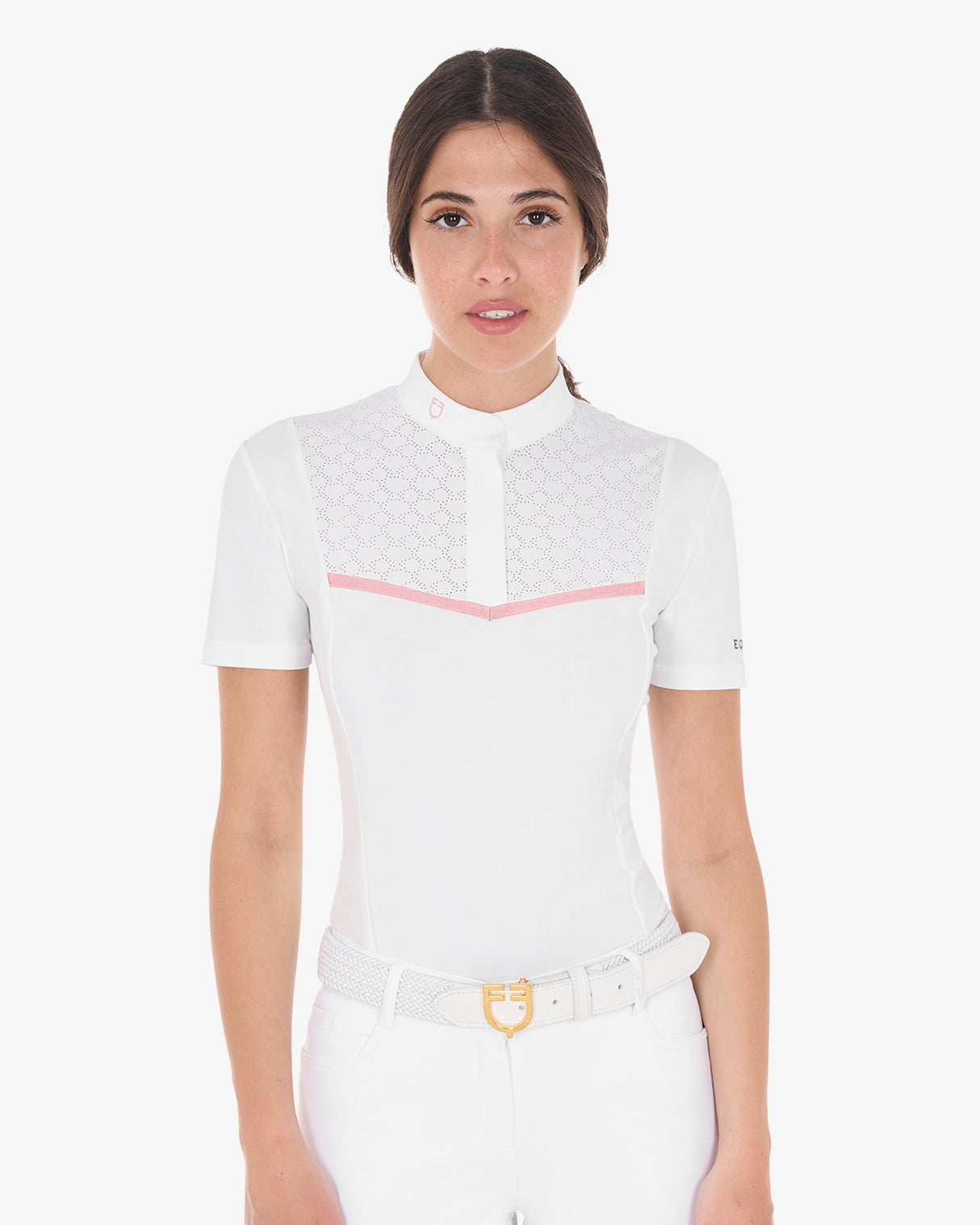 Equestro Women's Slim Fit Competition Polo Shirt With Chest Perforated Inserts