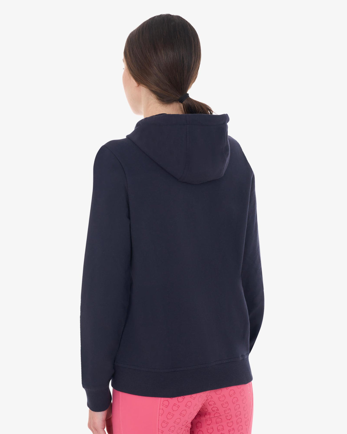 Equestro Women's Hoodie With Zip And Sponge Lettering #colour_blue-fucsia