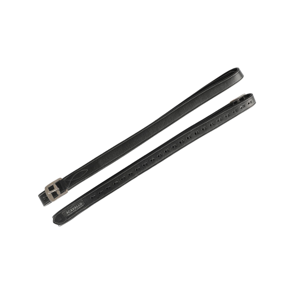 Acavallo Calfskin Stirrup Leathers Internal Reinforcement #colour_black