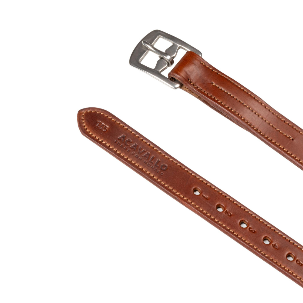 Acavallo Calfskin Stirrup Leathers Internal Reinforcement #colour_cognac