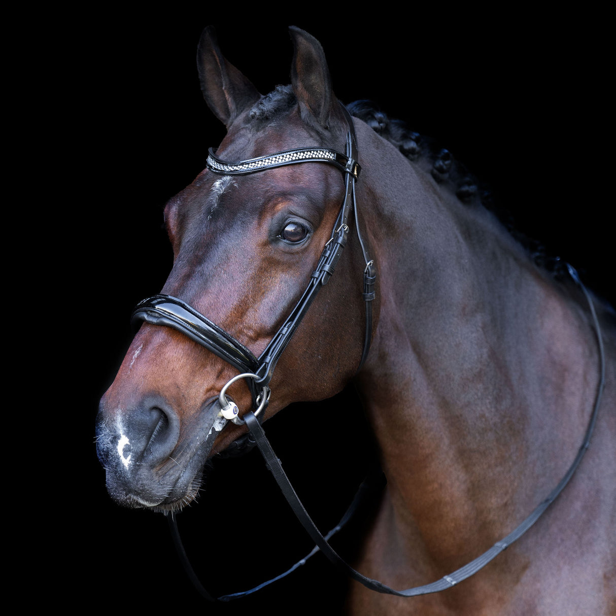 Imperial Riding Snaffle Bridle with English Noseband #colour_black-crystal
