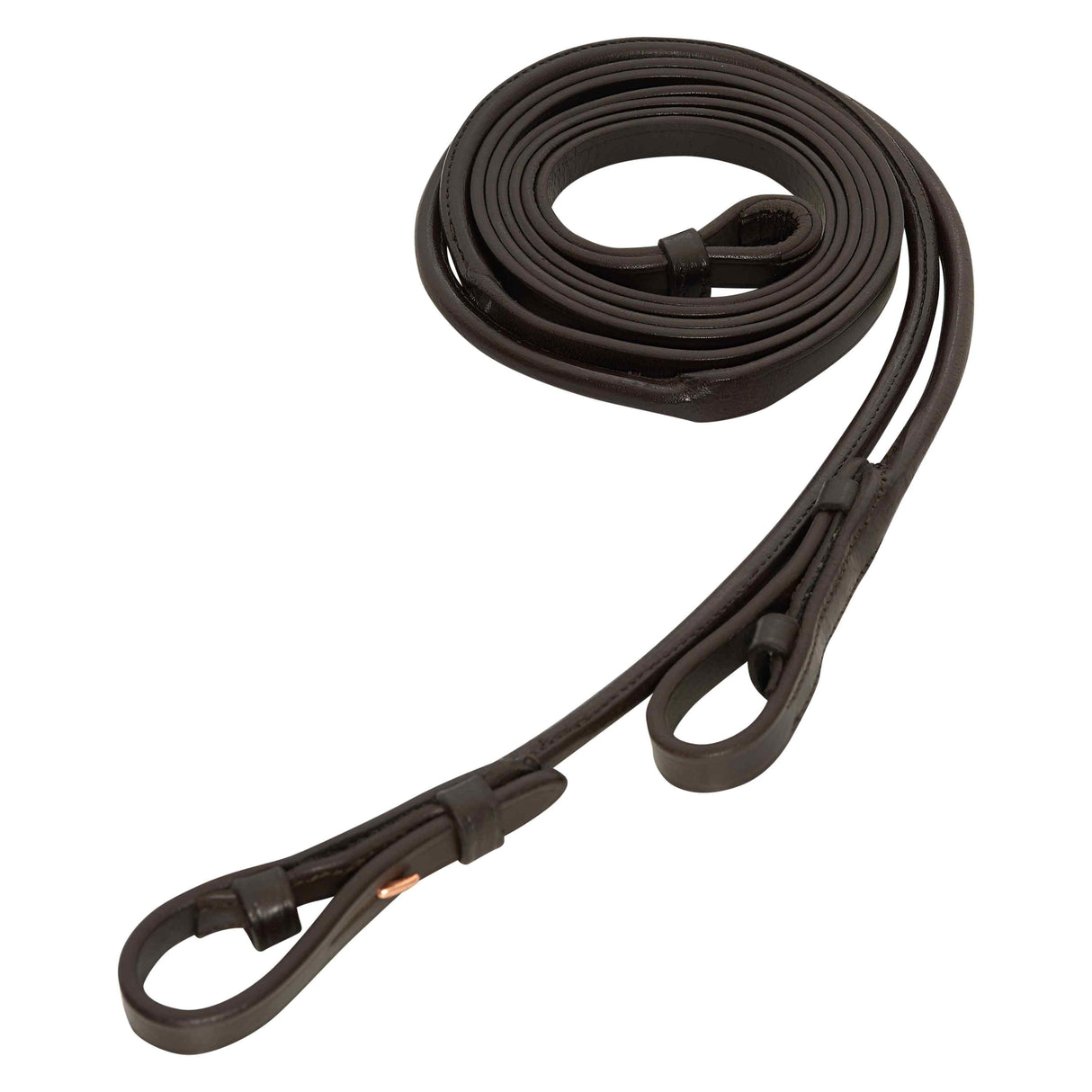 Imperial Riding Round Stitched Weymouth Reins #colour_dark-brown-rose-gold