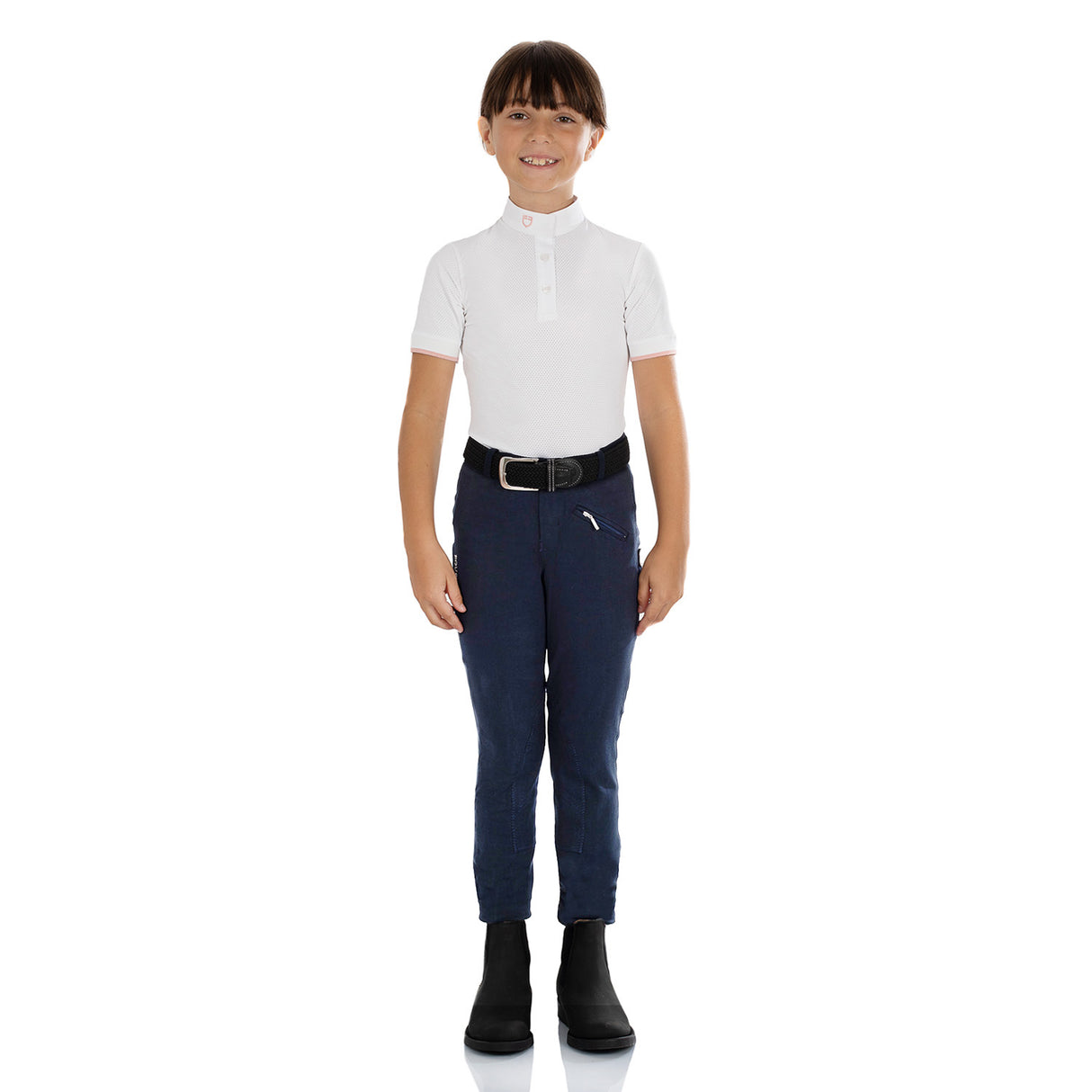 Equestro Leilani Model Junior Jodhpur Breeches In Stretch Material #colour_blue