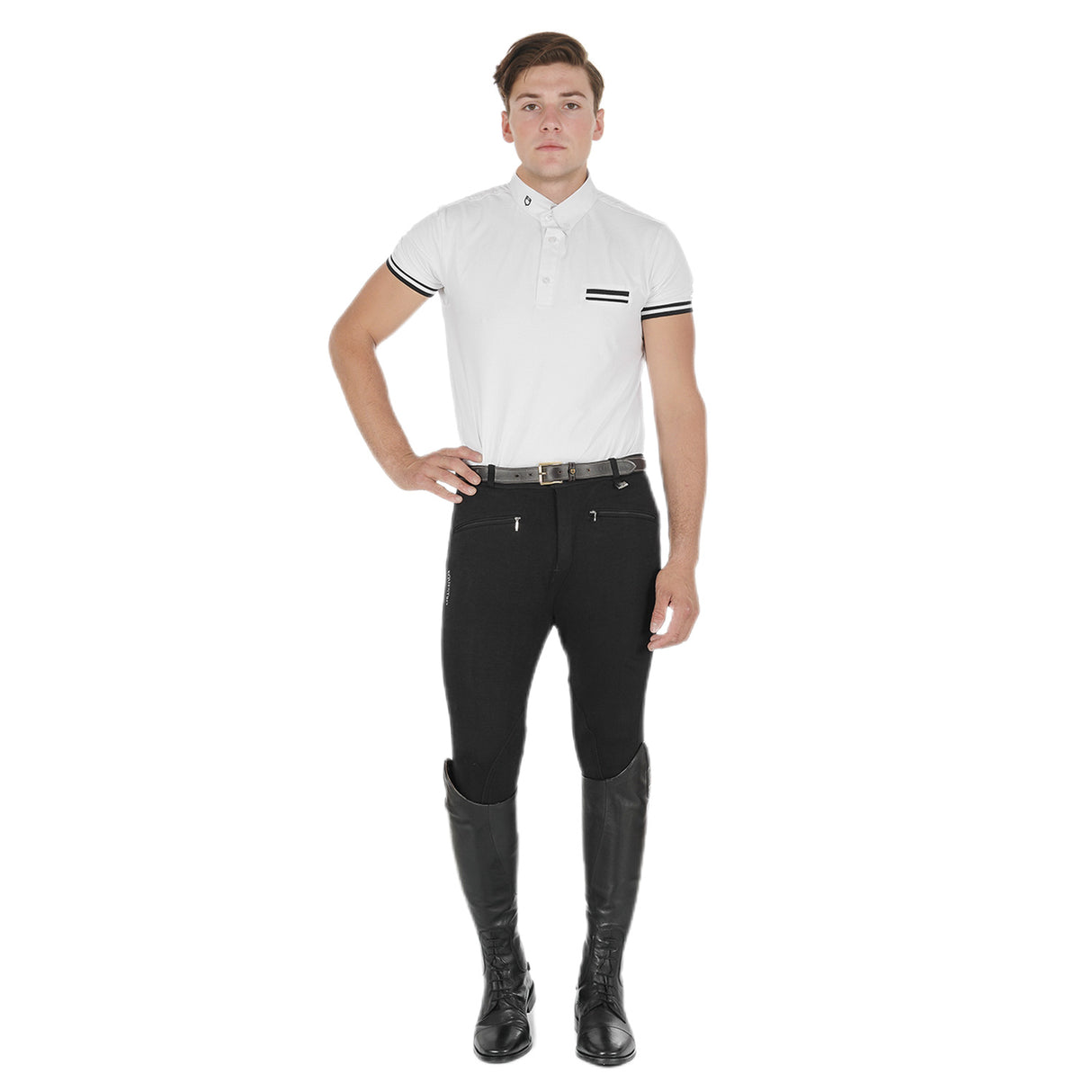 Equestro Crono Model Man Breeches In Stretch Cotton #colour_black