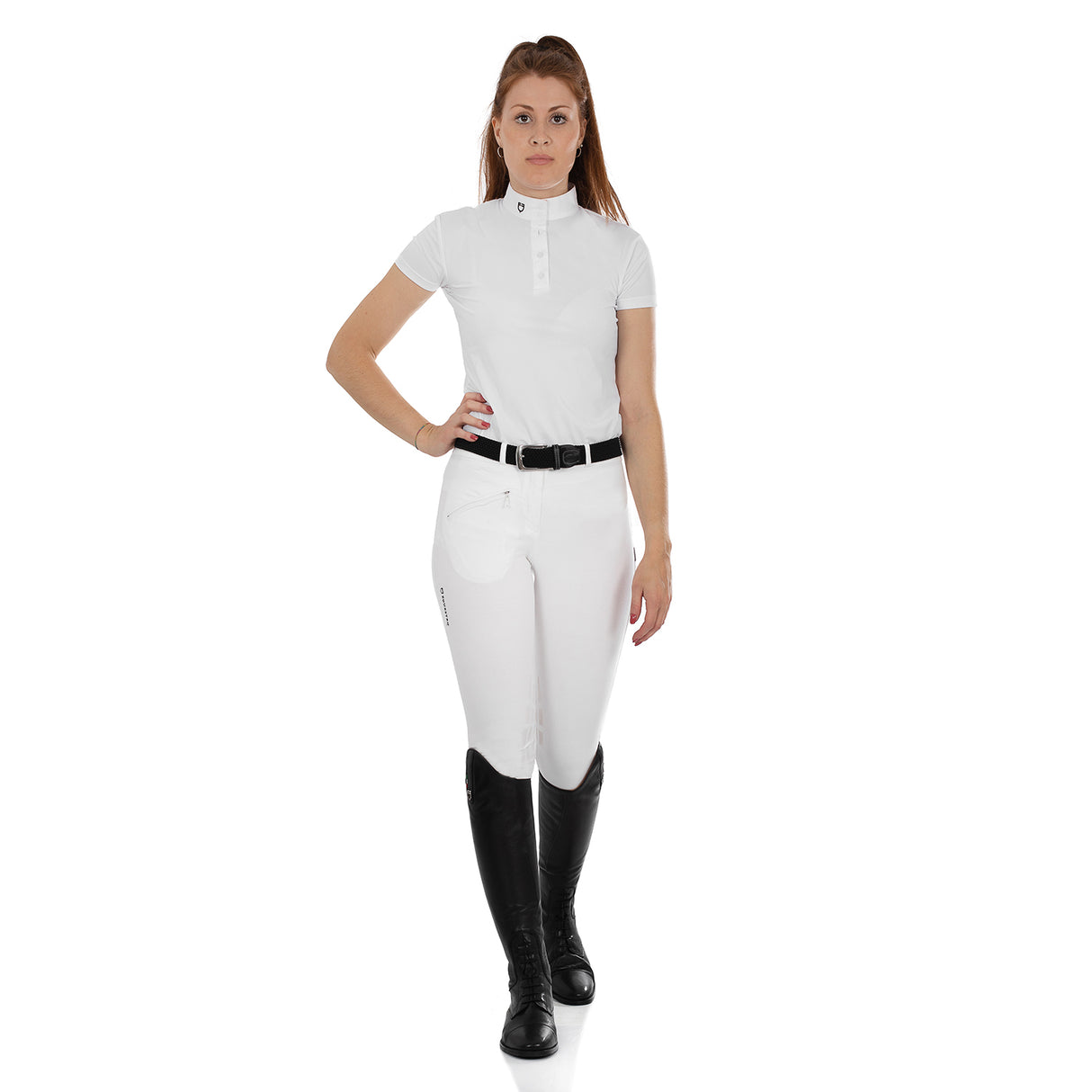 Equestro Selene Model Woman Breeches In Stretch Cotton With Grip #colour_white