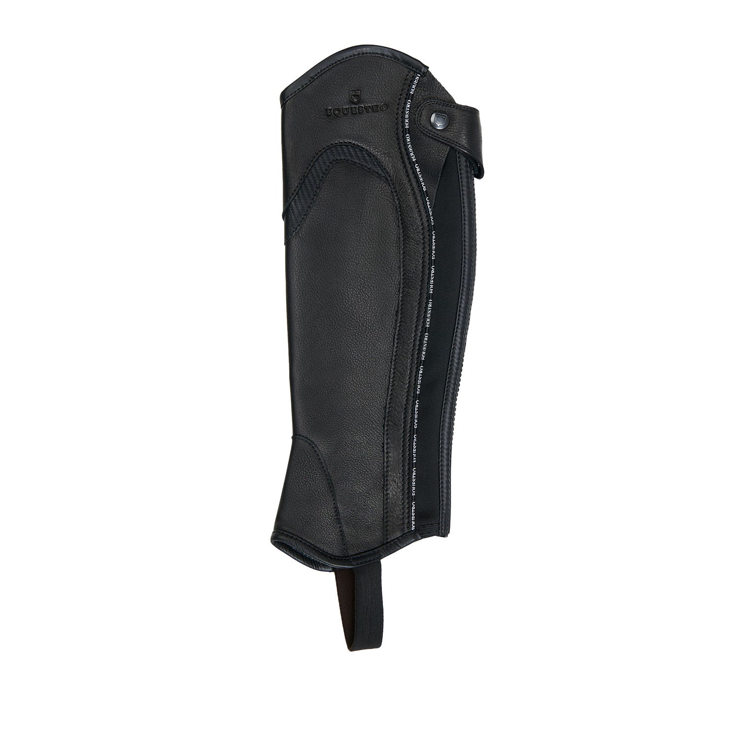 Equestro Kids' Soft Leather Gaiters With Elastic Band #colour_black