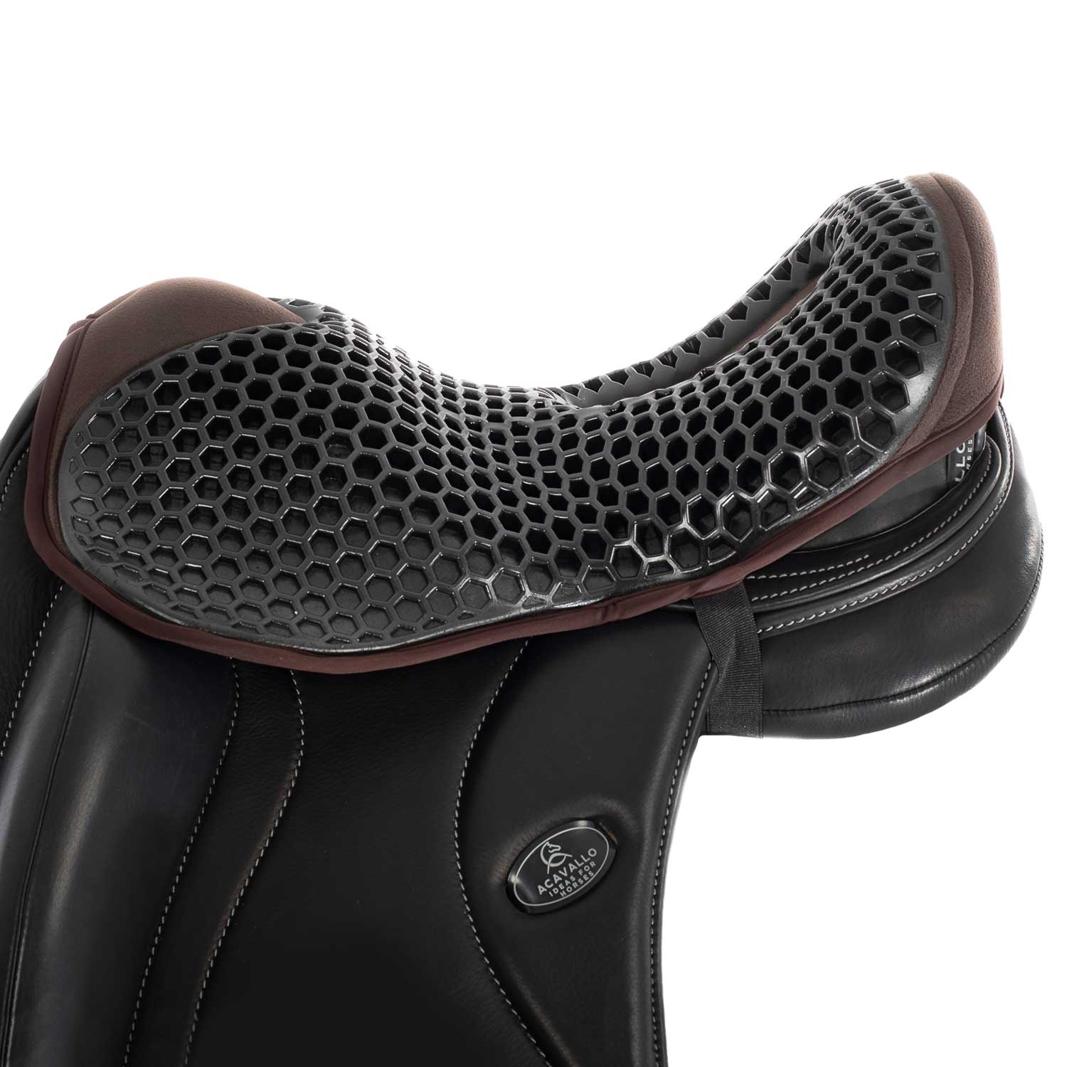 Acavallo Ortho-Coccyx Seat Saver Dressage Hexagonal Gel-Out Dri-Lex 20mm #colour_brown