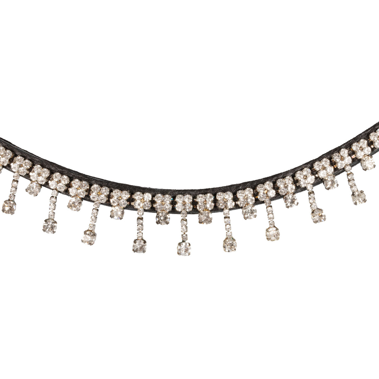 Acavallo Queen Browband Calfskin & Crystals #colour_black-transparent