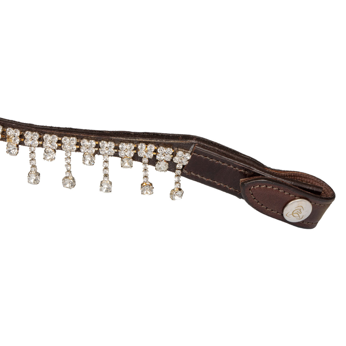 Acavallo Queen Browband Calfskin & Crystals #colour_brown-transparent