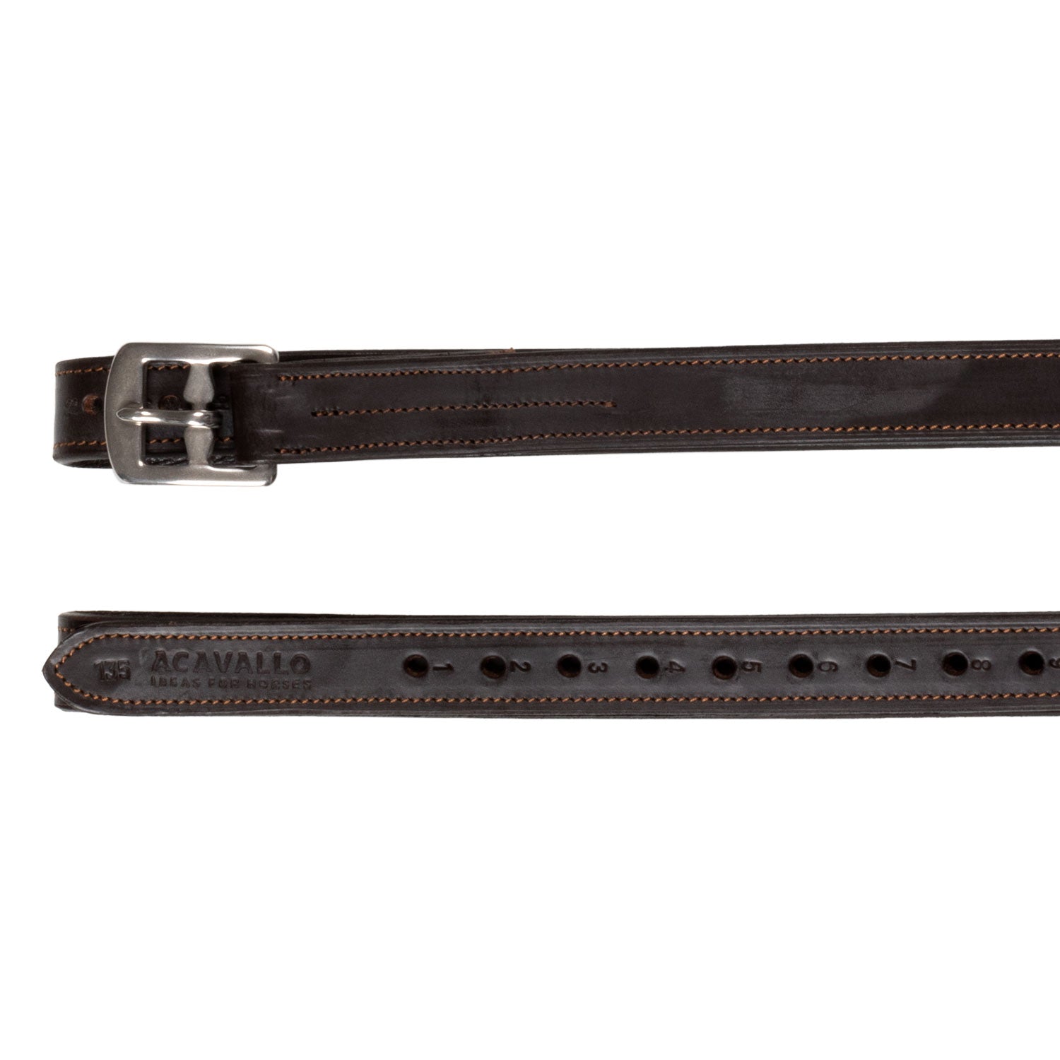 Acavallo Calfskin Stirrup Leathers Internal Reinforcement #colour_brown