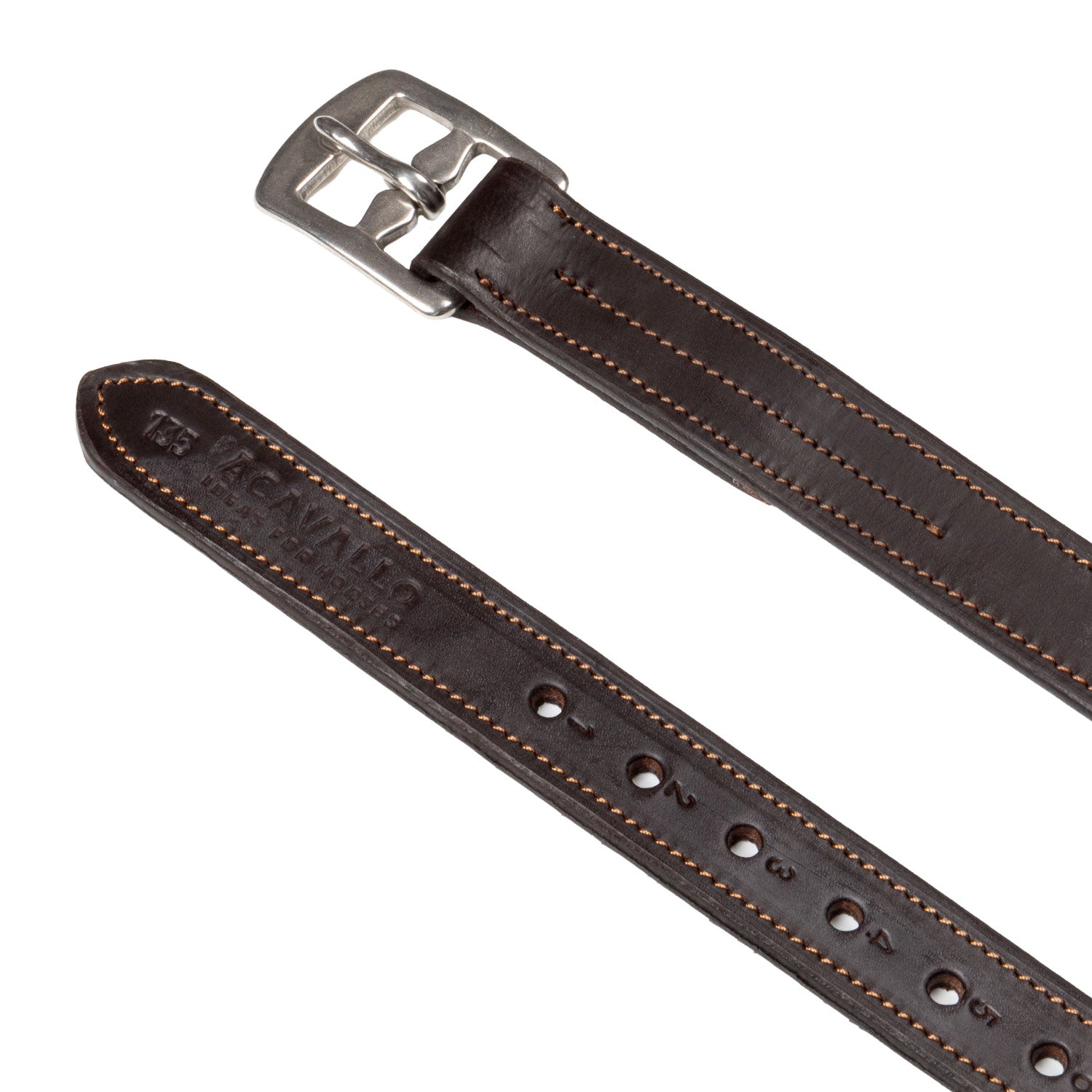 Acavallo Calfskin Stirrup Leathers Internal Reinforcement #colour_brown