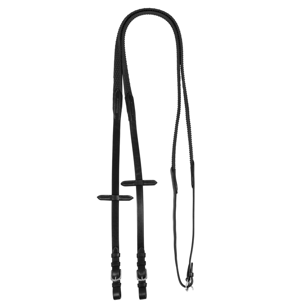 Acavallo Reins Leather & Rubber Grip #colour_black