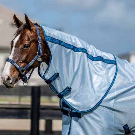 Horseware Ireland Amigo Bug Rug Hood #colour_azure-navy-electric-blue