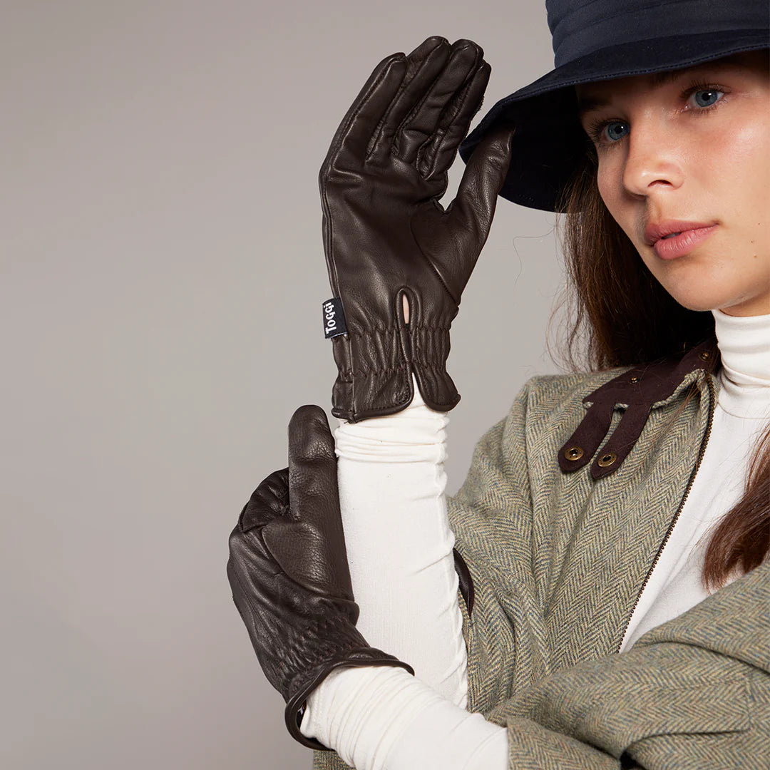 Toggi Ladies Clairwood Leather Riding Gloves #colour_chocolate