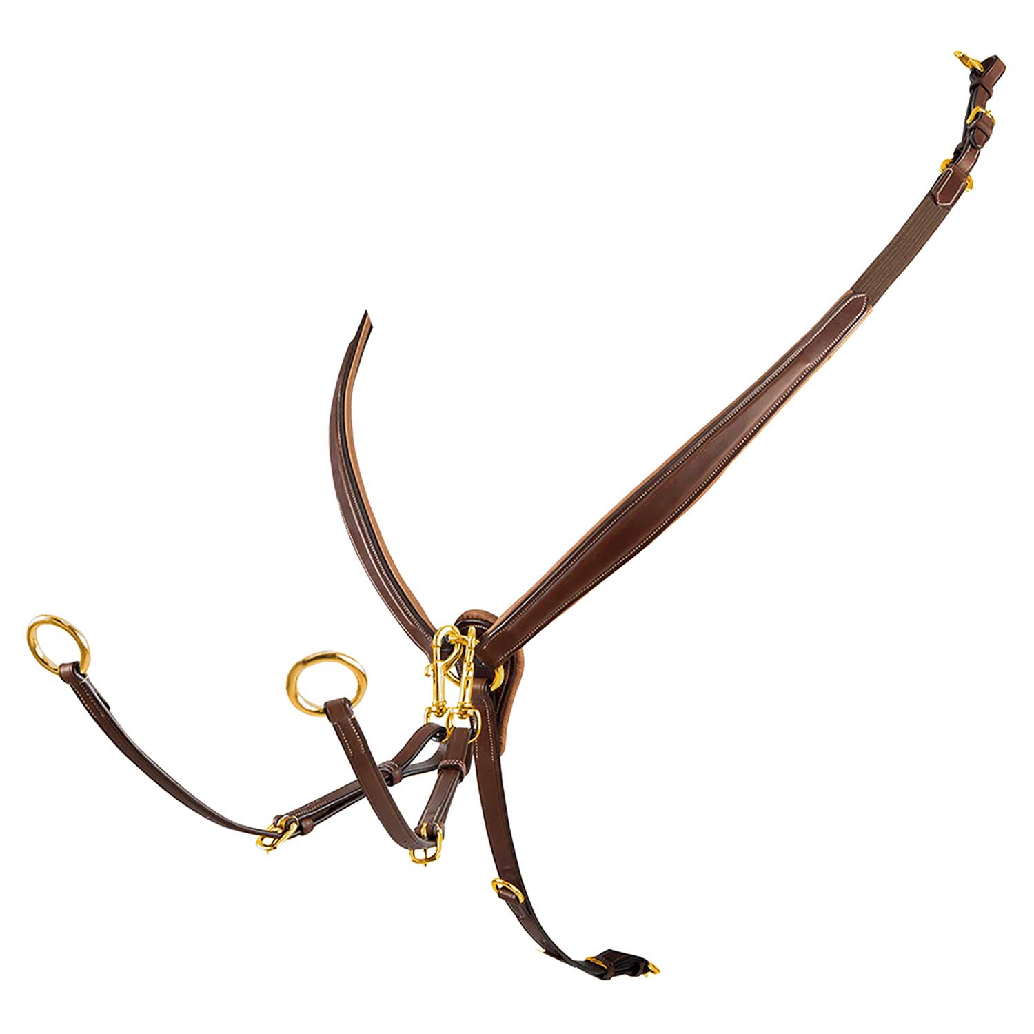 Equestro Tanned Leather Fork Breastplate With Steel Buckles #colour_cognac