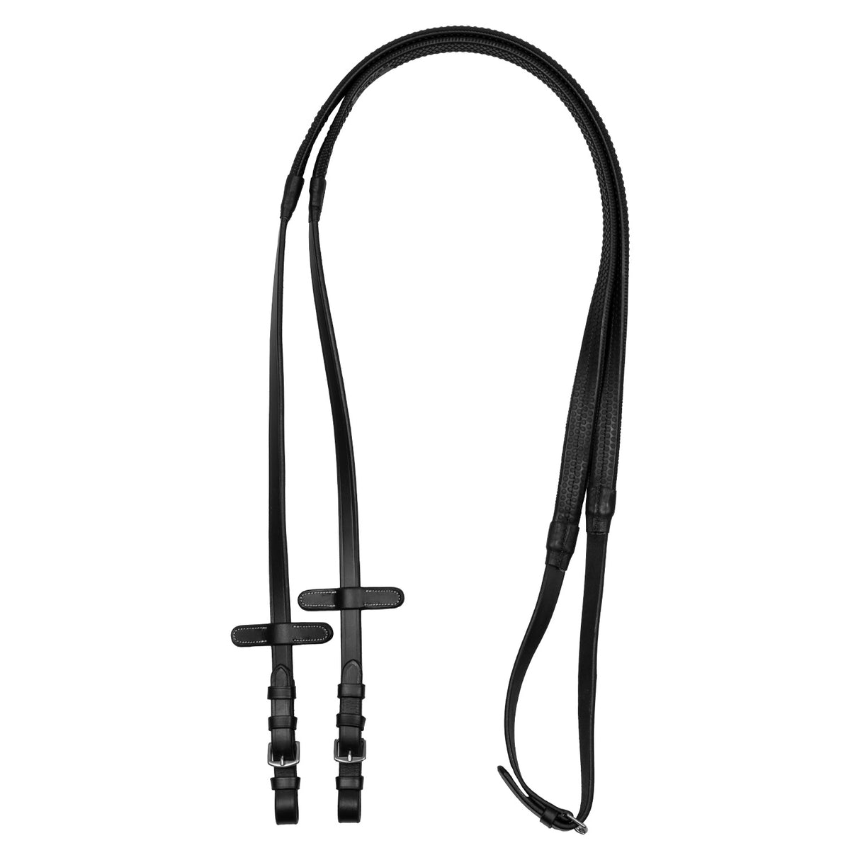 Equestro Leather And Rubber Reins #colour_black