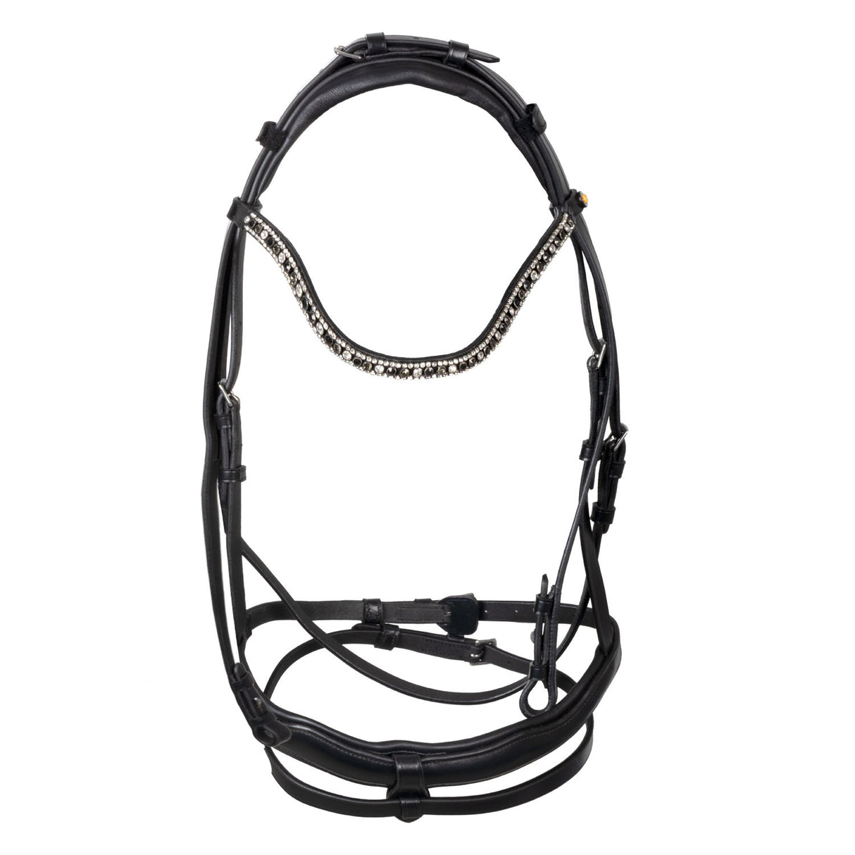 English leather bridle with rhinestone browband
