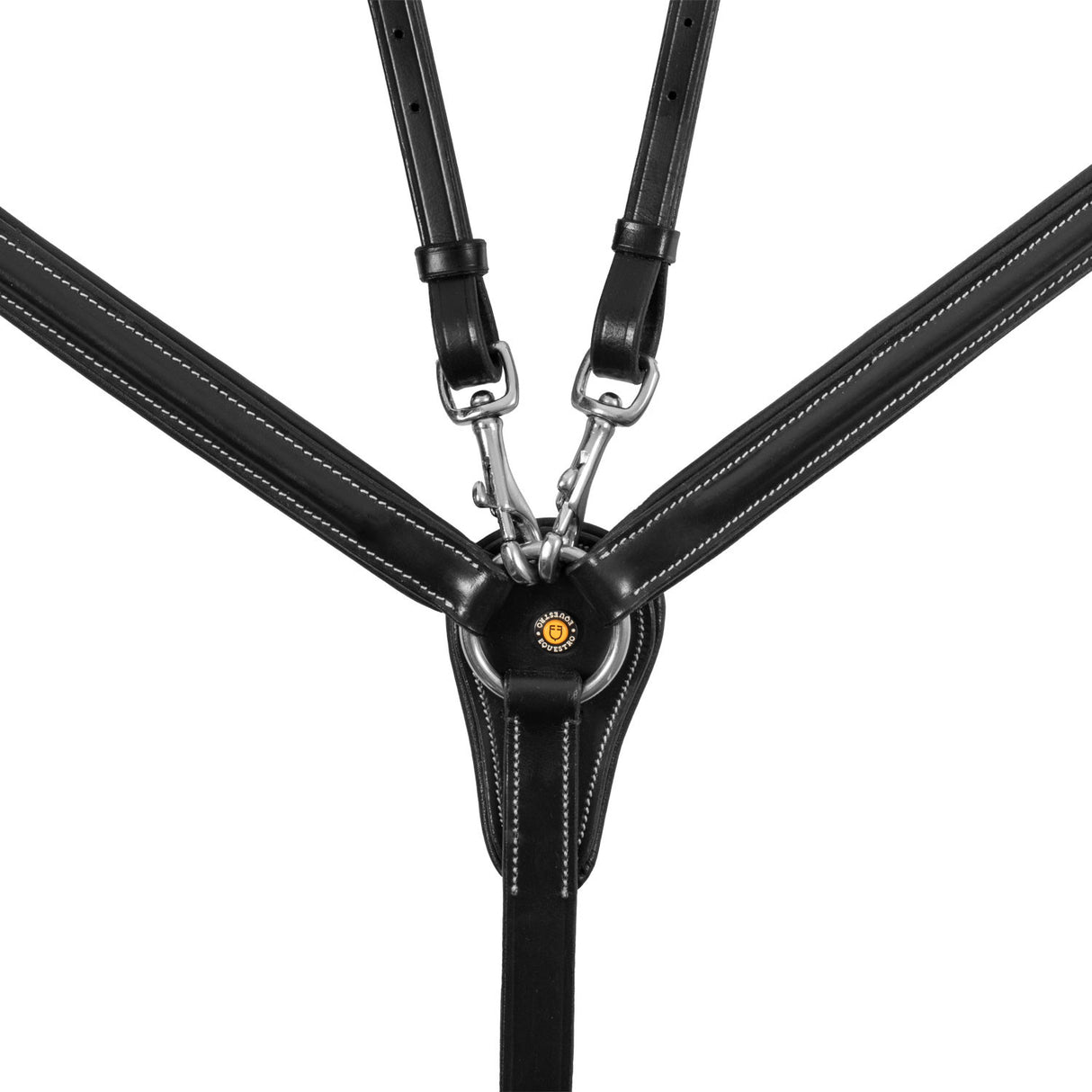 LEATHER BREASTPLATE WITH ELASTIC INSERTS & REMOVABLE MARTINGALE