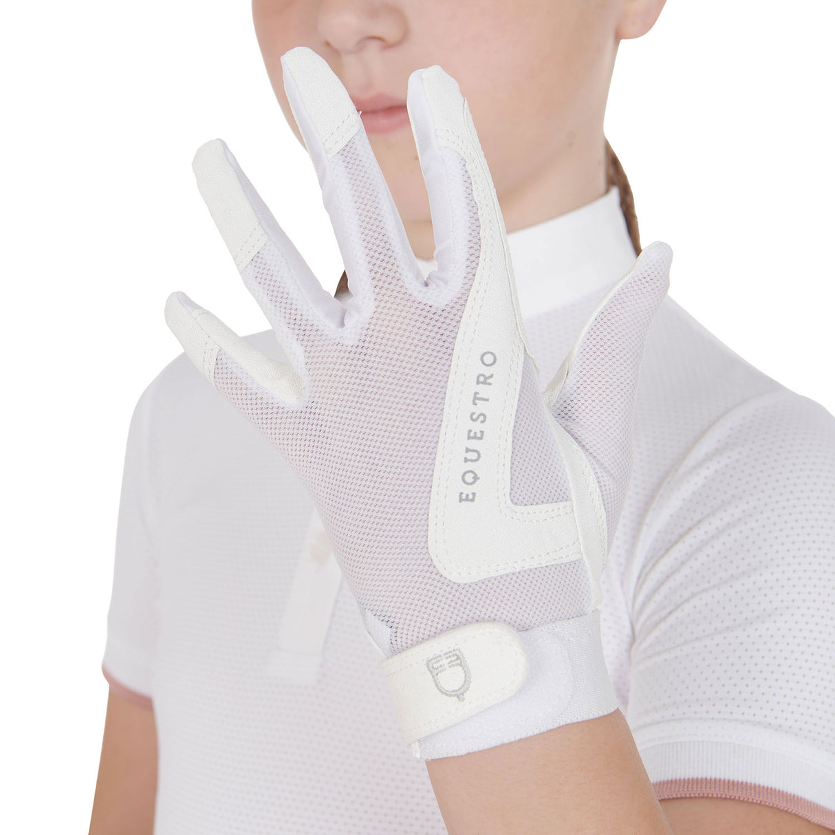 Equestro Kids' Gloves In Technical Fabric #colour_white