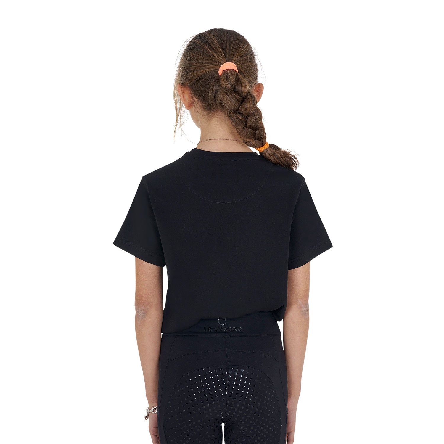 Equestro Girls' Jumping Horse Club Cotton T-Shirt #colour_black