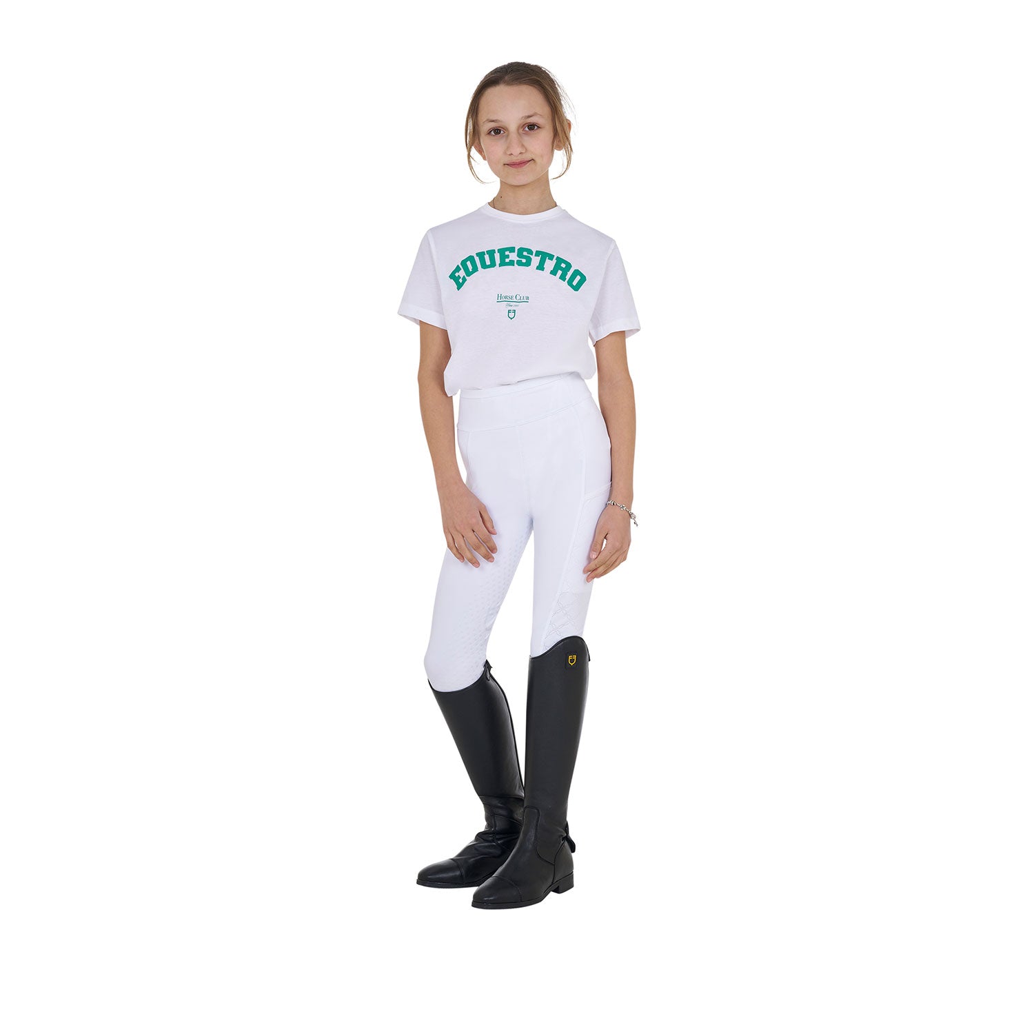 Equestro Girls' Horse Club Cotton T-Shirt #colour_white