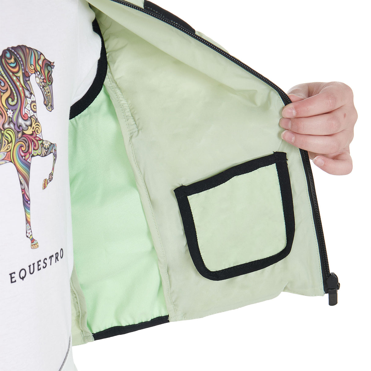 Equestro Kids' Vest In Technical Fabric #colour_green
