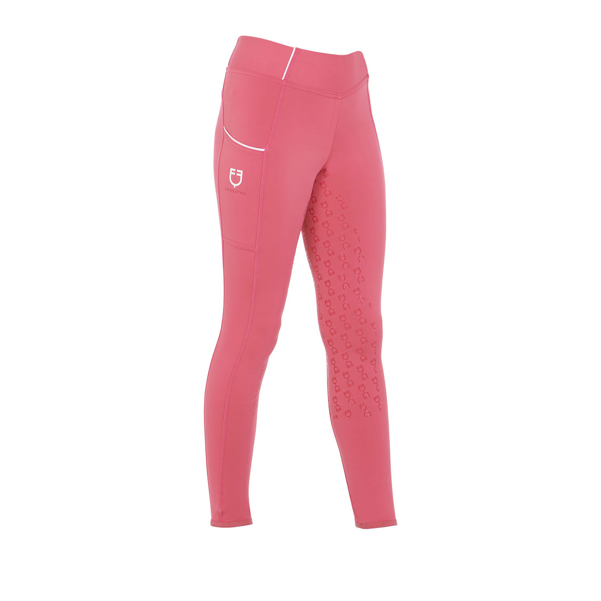 Equestro Girls' Slim Fit Grip Leggings With Logo #colour_fucsia