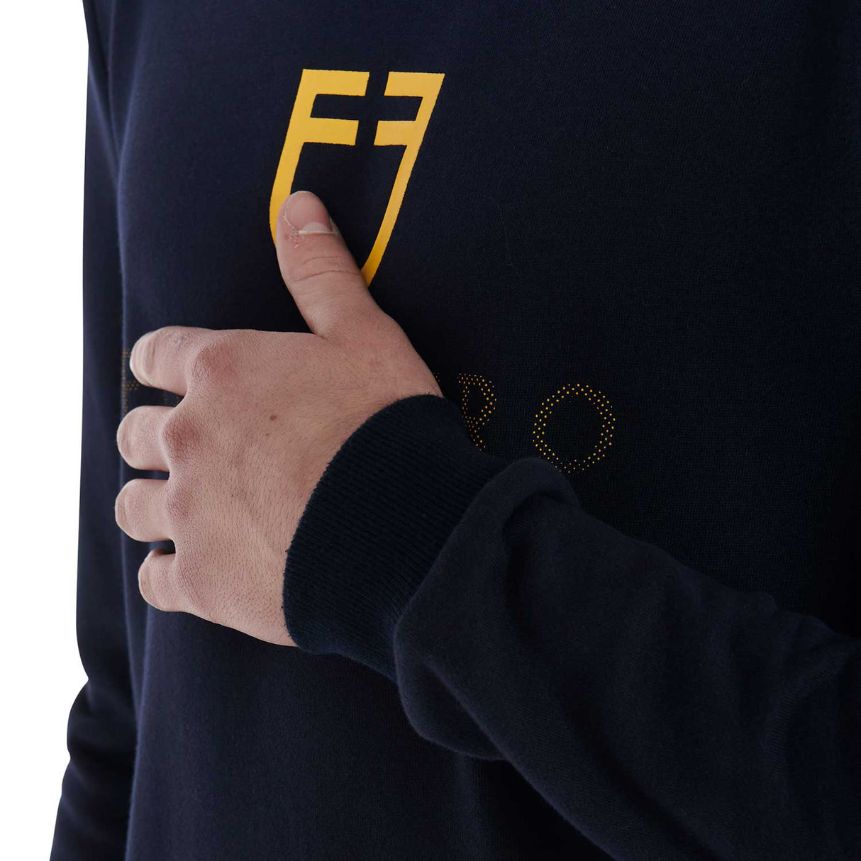 Equestro Men's Cotton Crewneck Sweatshirt With Logo On The Chest #colour_blue