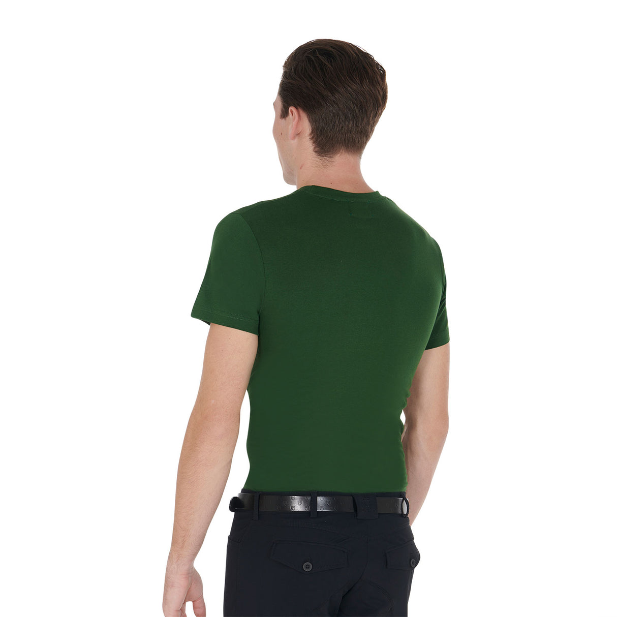 Equestro Men's Slim Fit T-Shirt With Race Horse #colour_green