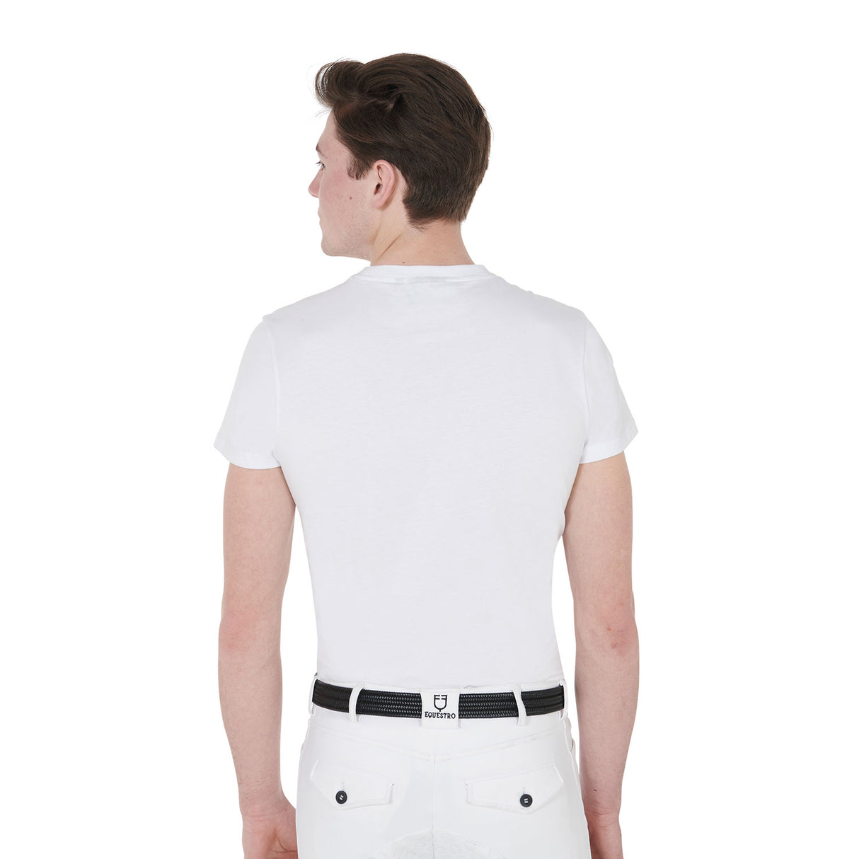 Equestro Men's Slim Fit T-Shirt With Race Horse #colour_white