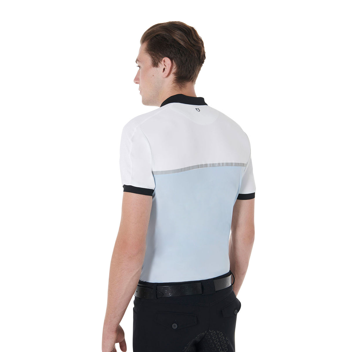 Men's slim fit training polo shirt with front logo