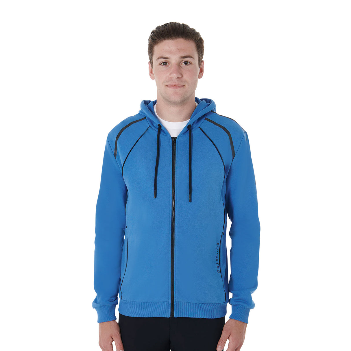 Equestro Men's Front Zip Hoodie #colour_blue