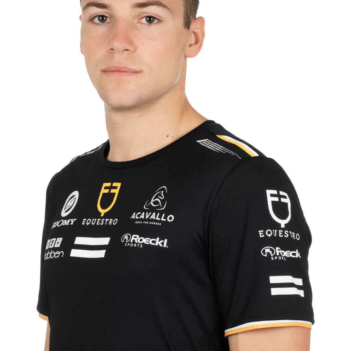 Equestro Men's Multi Logo T-Shirt Technical Fabric #colour_black