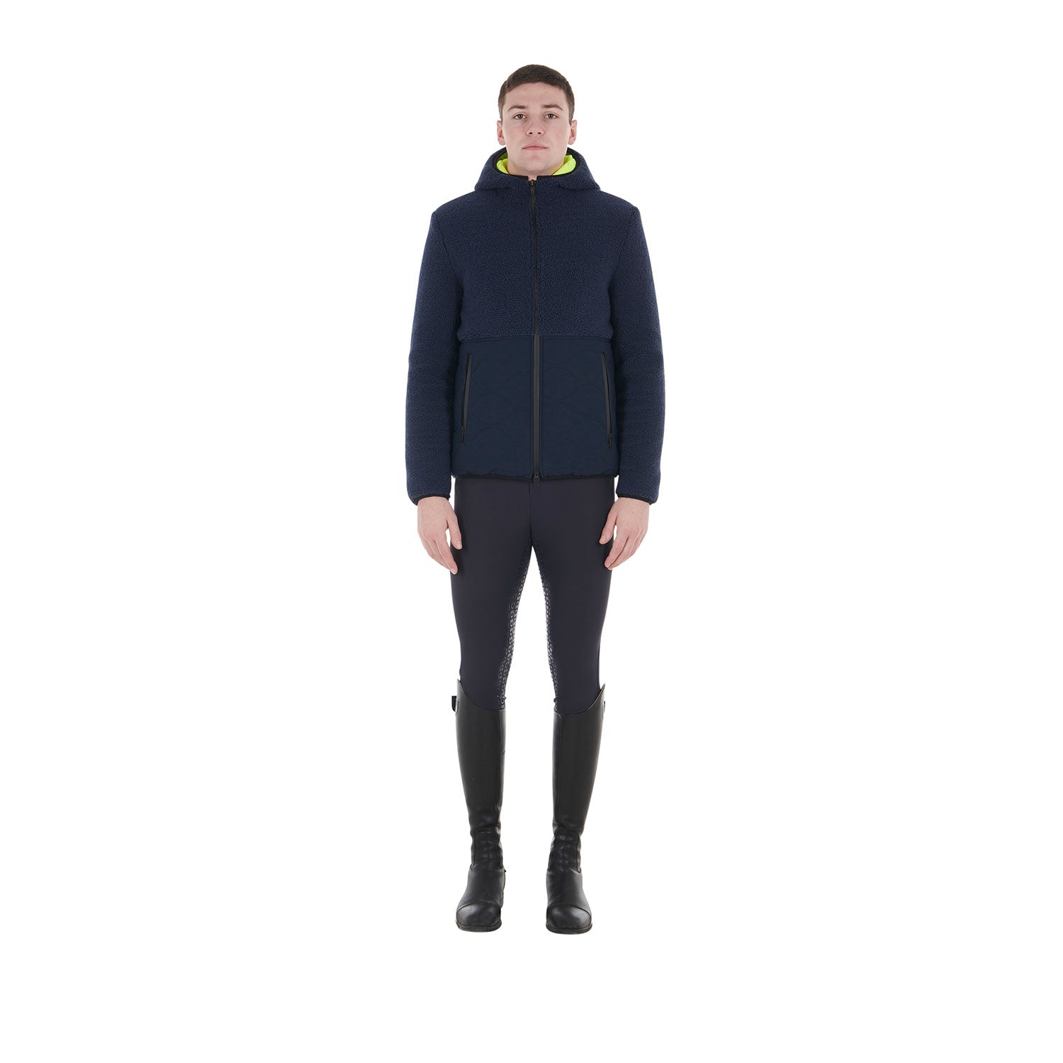 Equestro Men's Waterproof Jacket With Teddy Inserts #colour_blue