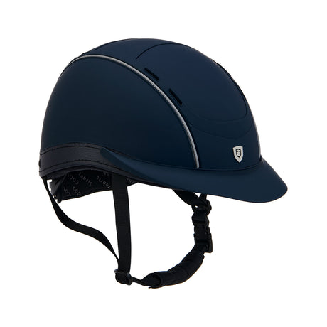 Equestro Helmet With Front Logo And Leather Inserts
