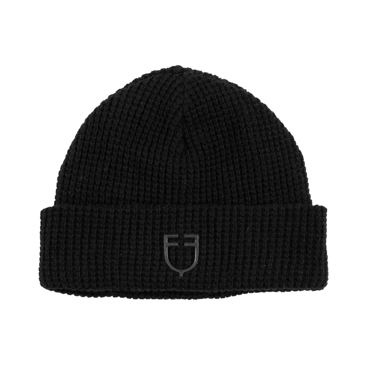 Equestro Unisex Ribbed Wool Beanie With Logo #colour_black