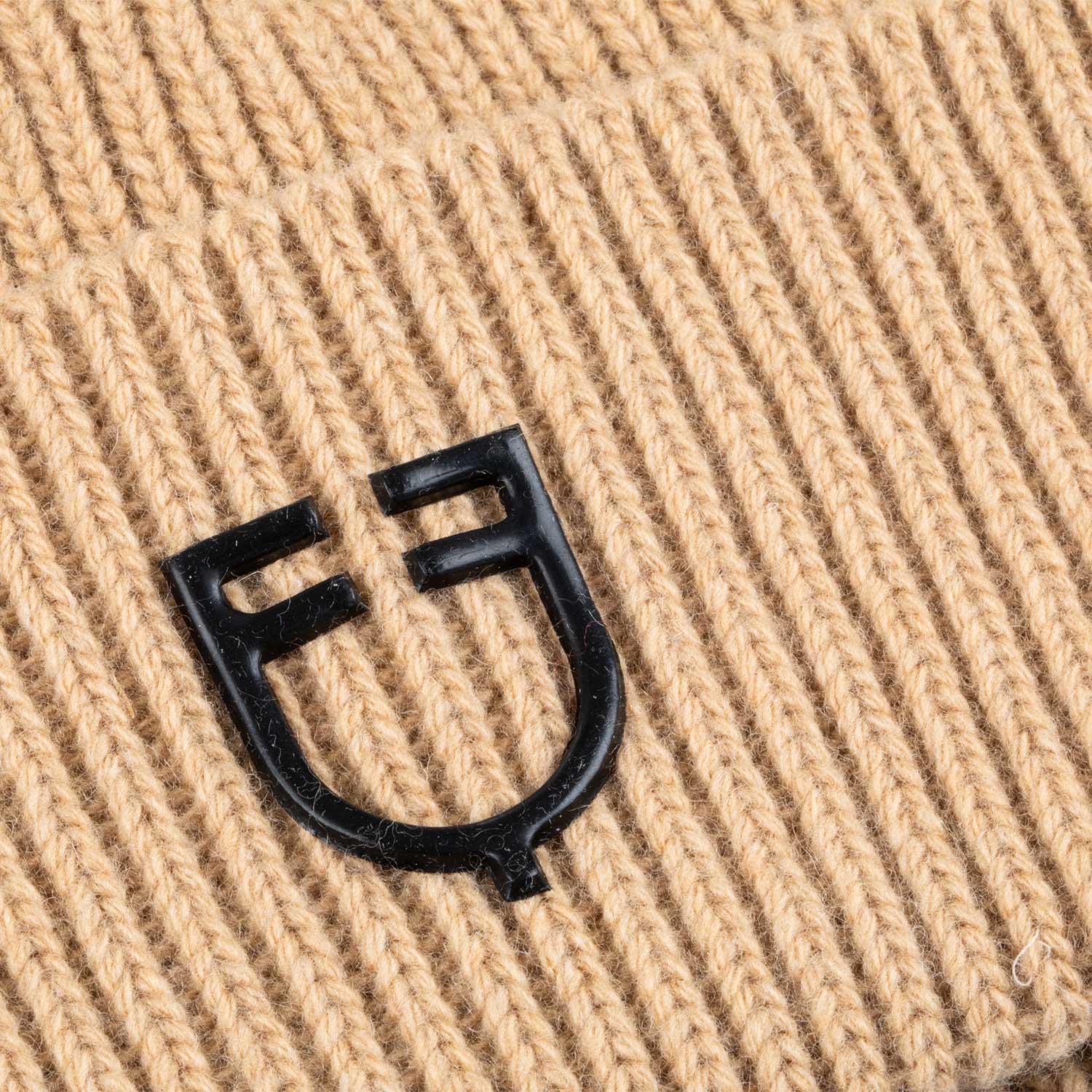 Equestro Unisex Knitted Texture Wool Beanie #colour_beige
