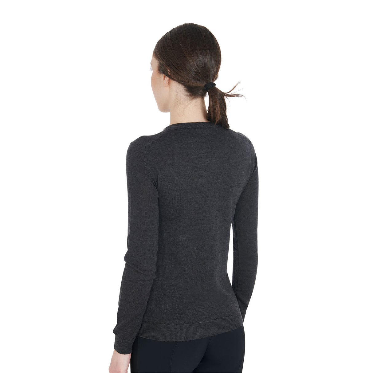 Equestro Women's Alesund Wool V-Neck Sweater #colour_grey
