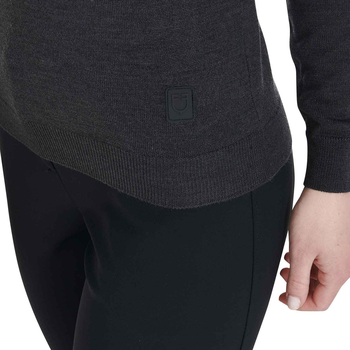 Equestro Women's Alesund Wool V-Neck Sweater #colour_grey