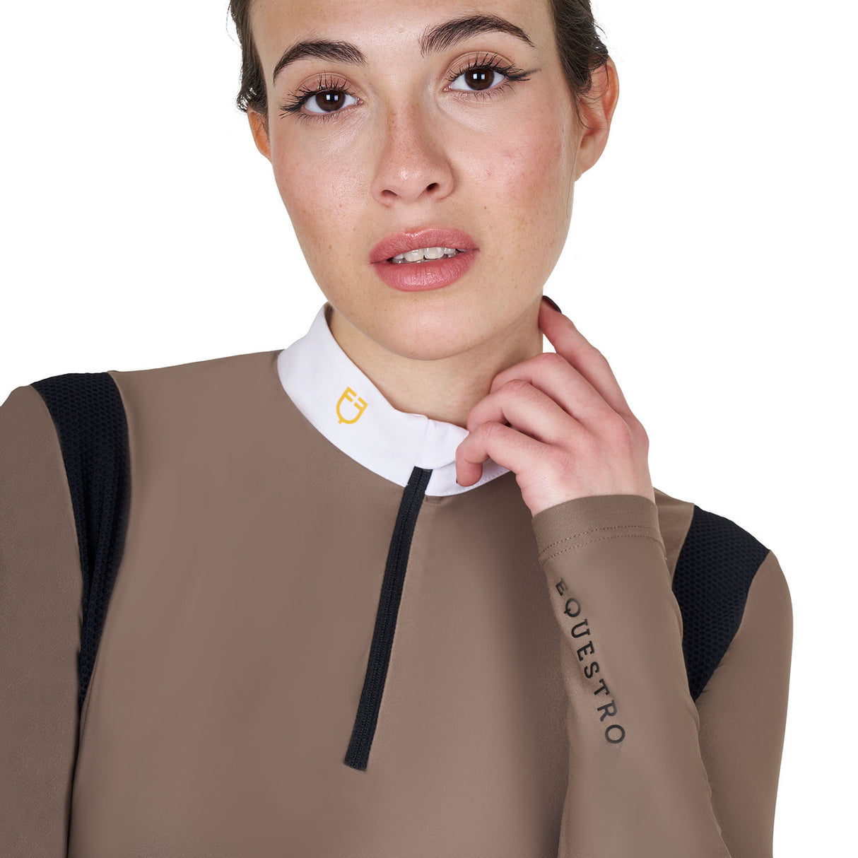 Women's slim fit polo shirt in technical fabric
