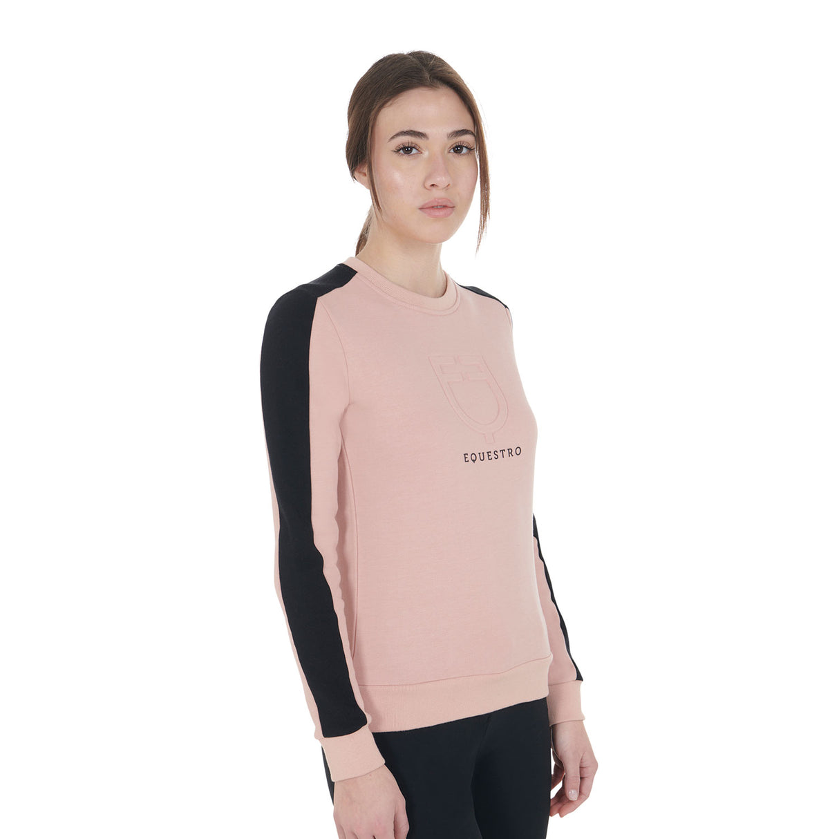 Equestro Women's Crewneck Sweatshirt With Printed Logo #colour_pink