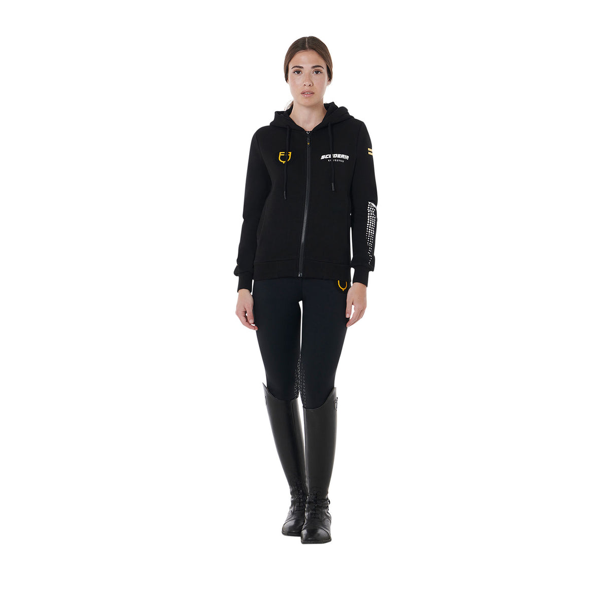 Equestro Scuderia Equestro Women's Hooded Sweatshirt Fleece #colour_black