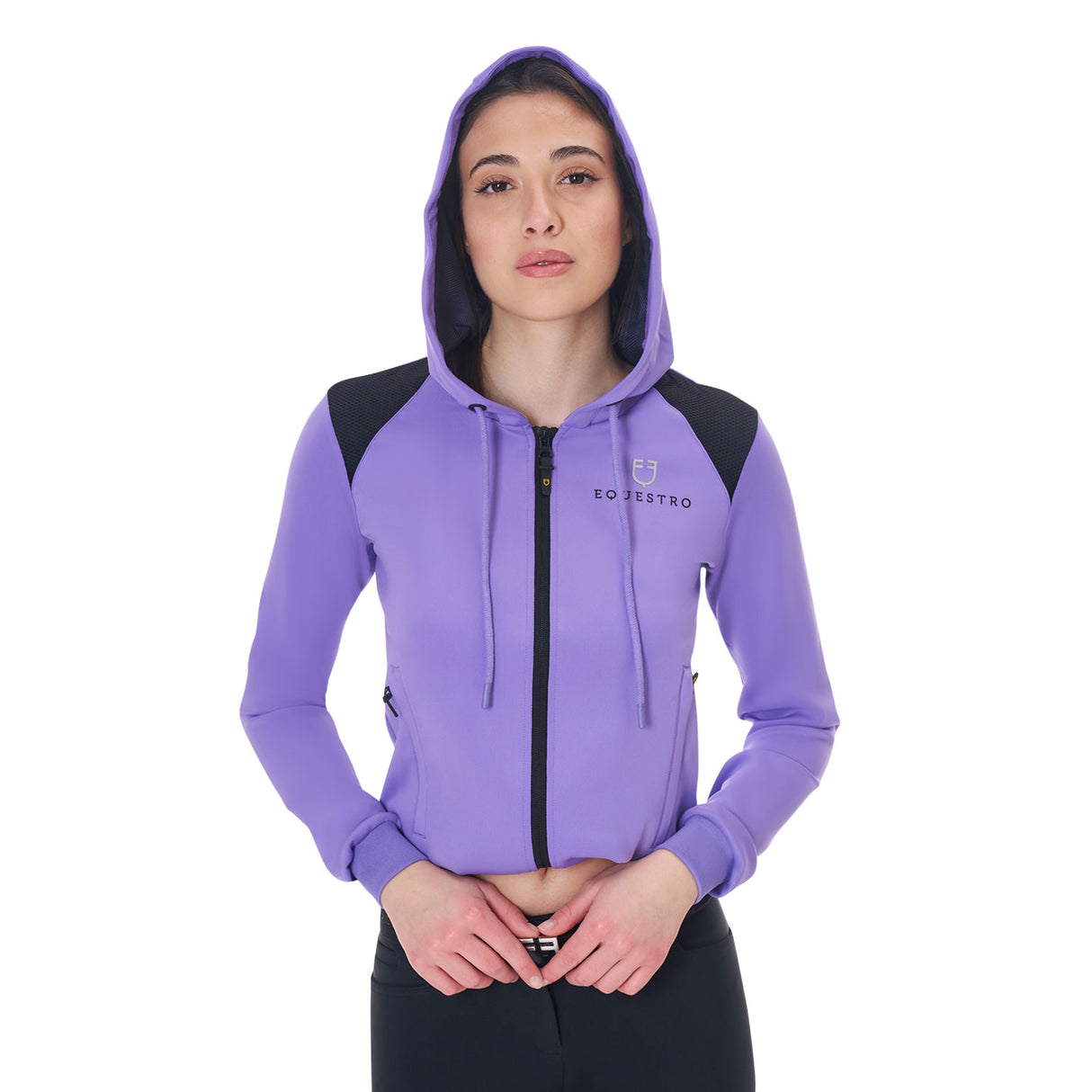 Equestro Women's Cropped Hoodie #colour_purple